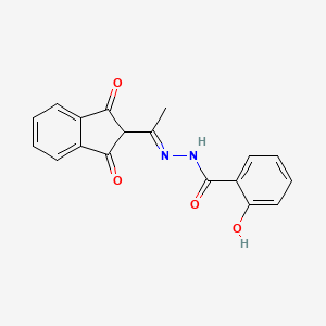 molecular formula C18H14N2O4 B5749904 N-[(E)-1-(1,3-dioxoinden-2-yl)ethylideneamino]-2-hydroxybenzamide 