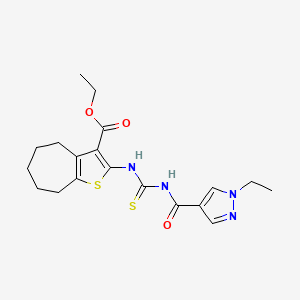 molecular formula C19H24N4O3S2 B5750246 ethyl 2-[({[(1-ethyl-1H-pyrazol-4-yl)carbonyl]amino}carbothioyl)amino]-5,6,7,8-tetrahydro-4H-cyclohepta[b]thiophene-3-carboxylate 