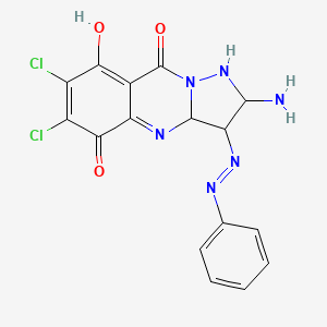 2-Amino-6,7-dichloro-8-hydroxy-3-phenyldiazenyl-1,2,3,3a-tetrahydropyrazolo[5,1-b]quinazoline-5,9-dione
