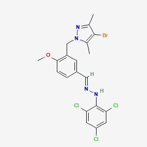 molecular formula C20H18BrCl3N4O B5750417 3-[(4-BROMO-3,5-DIMETHYL-1H-PYRAZOL-1-YL)METHYL]-4-METHOXYBENZALDEHYDE 1-(2,4,6-TRICHLOROPHENYL)HYDRAZONE 