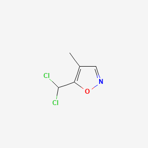 molecular formula C5H5Cl2NO B575062 ISOXAZOLE, 5-(DICHLOROMETHYL)-4-METHYL- (9CI) CAS No. 161144-79-2