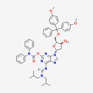 molecular formula C53H57N7O7 B575073 N6-(Diisobutylaminomethylidene)-5'-O-(dimethoxytrityl)-O2-(diphenylcarbamoyl)-2'-deoxyisoguanosine CAS No. 170023-67-3