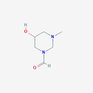molecular formula C6H12N2O2 B057508 5-Hydroxy-3-methyl-1,3-diazinane-1-carbaldehyde CAS No. 111280-65-0
