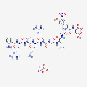 molecular formula C54H84N18O16 B575109 Abz-Arg-Val-Lys-Arg-Gly-Leu-Ala-m-nitro-Tyr-Asp-OH CAS No. 174838-79-0