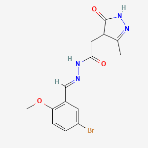 molecular formula C14H15BrN4O3 B5751337 N'-[(E)-(5-BROMO-2-METHOXYPHENYL)METHYLIDENE]-2-(3-METHYL-5-OXO-4,5-DIHYDRO-1H-PYRAZOL-4-YL)ACETOHYDRAZIDE 