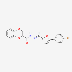 molecular formula C20H15BrN2O4 B5751371 N-[(E)-[5-(4-bromophenyl)furan-2-yl]methylideneamino]-2,3-dihydro-1,4-benzodioxine-3-carboxamide 