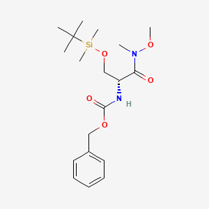 molecular formula C19H32N2O5Si B575168 (R)-2-(Cbz-amino)-3-(tert-butyl-dimethylsilyloxy)-N-methoxy-N-methylpropanamide CAS No. 160349-51-9