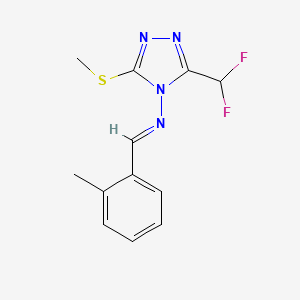 molecular formula C12H12F2N4S B5751755 N-[3-(DIFLUOROMETHYL)-5-(METHYLSULFANYL)-4H-1,2,4-TRIAZOL-4-YL]-N-[(E)-1-(2-METHYLPHENYL)METHYLIDENE]AMINE 