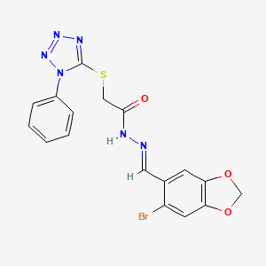 molecular formula C17H13BrN6O3S B5752015 N'-[(E)-(6-Bromo-2H-1,3-benzodioxol-5-YL)methylidene]-2-[(1-phenyl-1H-1,2,3,4-tetrazol-5-YL)sulfanyl]acetohydrazide 