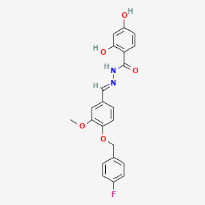 molecular formula C22H19FN2O5 B5753106 N'-{4-[(4-fluorobenzyl)oxy]-3-methoxybenzylidene}-2,4-dihydroxybenzohydrazide 