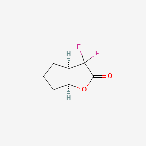 molecular formula C7H8F2O2 B575311 (3aR,6aS)-3,3-difluoro-4,5,6,6a-tetrahydro-3aH-cyclopenta[b]furan-2-one CAS No. 182932-06-5
