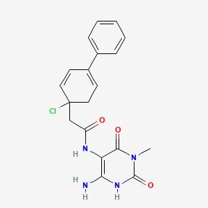N-(6-amino-3-methyl-2,4-dioxo-1H-pyrimidin-5-yl)-2-(1-chloro-4-phenylcyclohexa-2,4-dien-1-yl)acetamide