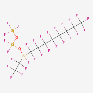 molecular formula C10F28O2Si3 B575372 difluoro-[fluoro-(1,1,2,2,3,3,4,4,5,5,6,6,7,7,8,8,8-heptadecafluorooctyl)-(1,1,2,2,2-pentafluoroethyl)silyl]oxy-trifluorosilyloxysilane CAS No. 163921-85-5