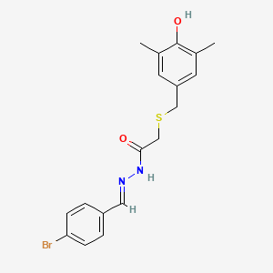 molecular formula C18H19BrN2O2S B5753799 N-[(E)-(4-bromophenyl)methylideneamino]-2-[(4-hydroxy-3,5-dimethylphenyl)methylsulfanyl]acetamide 