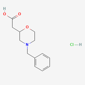 molecular formula C13H18ClNO3 B575394 2-(4-苄基吗啉-2-基)乙酸盐酸盐 CAS No. 170804-78-1