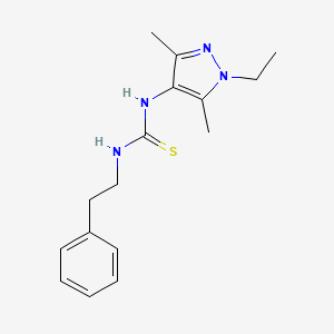 molecular formula C16H22N4S B5754095 N-(1-ETHYL-3,5-DIMETHYL-1H-PYRAZOL-4-YL)-N'-PHENETHYLTHIOUREA 