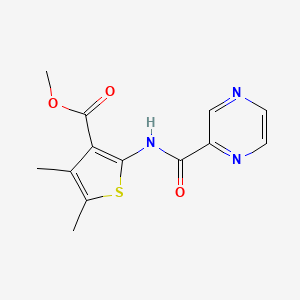 molecular formula C13H13N3O3S B5754110 methyl 4,5-dimethyl-2-(pyrazine-2-carboxamido)thiophene-3-carboxylate 