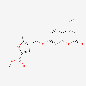 molecular formula C19H18O6 B5754644 methyl 4-(((4-ethyl-2-oxo-2H-chromen-7-yl)oxy)methyl)-5-methylfuran-2-carboxylate 