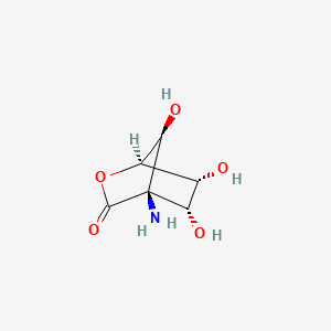 molecular formula C6H9NO5 B575526 (1S,4R,5R,6R,7S)-4-amino-5,6,7-trihydroxy-2-oxabicyclo[2.2.1]heptan-3-one CAS No. 160868-85-9