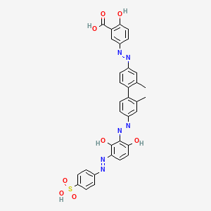 molecular formula C33H26N6O8S B575543 2,2'-Dimethyl-4-(4-hydroxy-5-carboxyphenylazo)-4'-[5-(4-sulfophenylazo)-2,6-dihydroxy-phenylazo]biphenyl CAS No. 169797-32-4