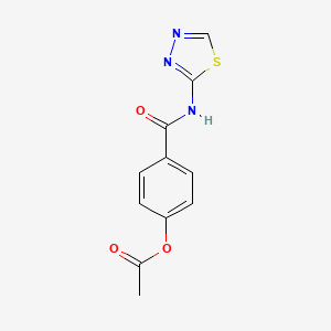 molecular formula C11H9N3O3S B5755602 4-[(1,3,4-THIADIAZOL-2-YL)CARBAMOYL]PHENYL ACETATE 