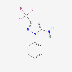 molecular formula C10H8F3N3 B575616 1-Phenyl-3-(trifluoromethyl)-1H-pyrazol-5-amine CAS No. 182923-55-3