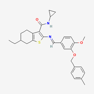 N-cyclopropyl-6-ethyl-2-({4-methoxy-3-[(4-methylbenzyl)oxy]benzylidene}amino)-4,5,6,7-tetrahydro-1-benzothiophene-3-carboxamide