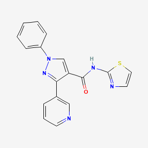 molecular formula C18H13N5OS B5756304 1-phenyl-3-pyridin-3-yl-N-(1,3-thiazol-2-yl)pyrazole-4-carboxamide 