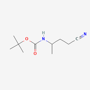 molecular formula C10H18N2O2 B575637 tert-butyl N-(4-cyanobutan-2-yl)carbamate CAS No. 172833-24-8
