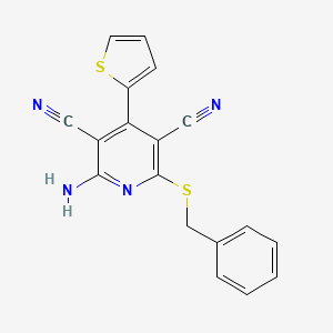 molecular formula C18H12N4S2 B5756565 2-amino-6-(benzylsulfanyl)-4-(thiophen-2-yl)pyridine-3,5-dicarbonitrile 