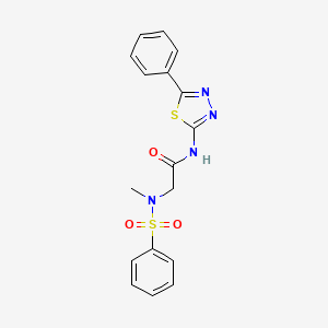 molecular formula C17H16N4O3S2 B5757027 2-[benzenesulfonyl(methyl)amino]-N-(5-phenyl-1,3,4-thiadiazol-2-yl)acetamide 