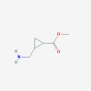 molecular formula C6H11NO2 B575703 methyl 2-(aminomethyl)cyclopropane-1-carboxylate CAS No. 159786-56-8