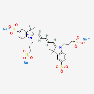 trisodium;(2E)-2-[(2E,4E)-5-[3,3-dimethyl-5-sulfonato-1-(3-sulfonatopropyl)indol-1-ium-2-yl]penta-2,4-dienylidene]-3,3-dimethyl-1-(3-sulfonatopropyl)indole-5-sulfonate