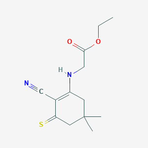 molecular formula C13H18N2O2S B5757425 ethyl N-(2-cyano-5,5-dimethyl-3-thioxo-1-cyclohexen-1-yl)glycinate 