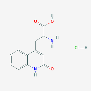 molecular formula C12H13ClN2O3 B057575 2-Amino-3-(1,2-dihydro-2-oxoquinoline-4-yl)propanoic acid hydrochloride CAS No. 4876-14-6