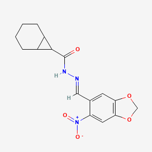 molecular formula C16H17N3O5 B5757565 N'-[(E)-(6-NITRO-2H-1,3-BENZODIOXOL-5-YL)METHYLIDENE]BICYCLO[4.1.0]HEPTANE-7-CARBOHYDRAZIDE 