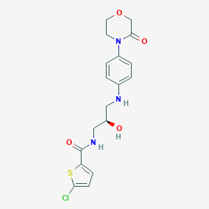 molecular formula C18H20ClN3O4S B057576 (R)-5-Chloro-N-(2-hydroxy-3-((4-(3-oxomorpholino)phenyl)amino)propyl)thiophene-2-carboxamide CAS No. 721401-53-2
