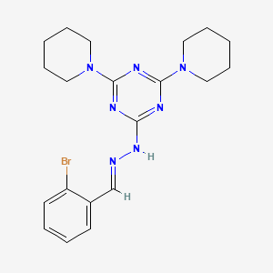 molecular formula C20H26BrN7 B5757747 N-[(E)-(2-bromophenyl)methylideneamino]-4,6-di(piperidin-1-yl)-1,3,5-triazin-2-amine 