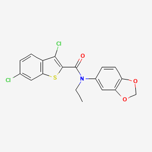 molecular formula C18H13Cl2NO3S B5758015 N-(1,3-benzodioxol-5-yl)-3,6-dichloro-N-ethyl-1-benzothiophene-2-carboxamide 
