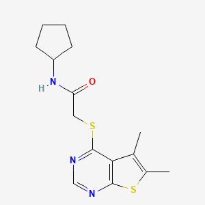 molecular formula C15H19N3OS2 B5758166 N-cyclopentyl-2-(5,6-dimethylthieno[2,3-d]pyrimidin-4-yl)sulfanylacetamide 