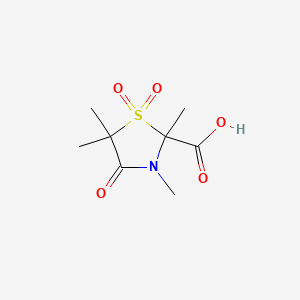 molecular formula C8H13NO5S B575855 2,3,5,5-Tetramethyl-1,1,4-trioxo-1lambda~6~,3-thiazolidine-2-carboxylic acid CAS No. 192075-19-7