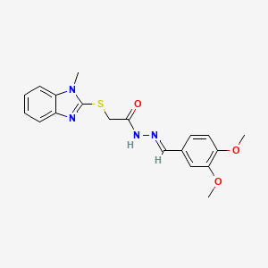 molecular formula C19H20N4O3S B5759229 N'-[(E)-(3,4-dimethoxyphenyl)methylidene]-2-[(1-methyl-1H-benzimidazol-2-yl)sulfanyl]acetohydrazide 