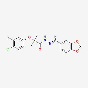 molecular formula C19H19ClN2O4 B5759278 N'-(1,3-benzodioxol-5-ylmethylene)-2-(4-chloro-3-methylphenoxy)-2-methylpropanohydrazide 