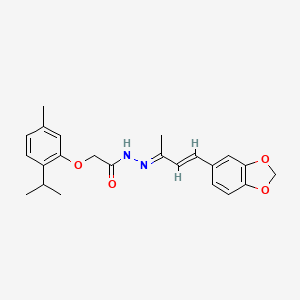 molecular formula C23H26N2O4 B5759707 N'-[(2E,3E)-4-(1,3-benzodioxol-5-yl)but-3-en-2-ylidene]-2-[5-methyl-2-(propan-2-yl)phenoxy]acetohydrazide 
