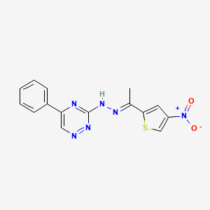 molecular formula C15H12N6O2S B5759832 N-[(E)-1-(4-nitrothiophen-2-yl)ethylideneamino]-5-phenyl-1,2,4-triazin-3-amine 