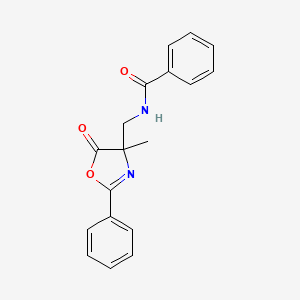 molecular formula C18H16N2O3 B575989 N-((4-Methyl-5-oxo-2-phenyl-4,5-dihydrooxazol-4-yl)methyl)benzamide CAS No. 170384-39-1