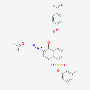 molecular formula C26H22N2O7S B576007 Benzaldehyde, 4-hydroxy-, polymer with acetaldehyde and 3-methylphenol, 6-diazo-5,6-dihydro-5-oxo-1-naphthalenesulfonate CAS No. 181229-58-3