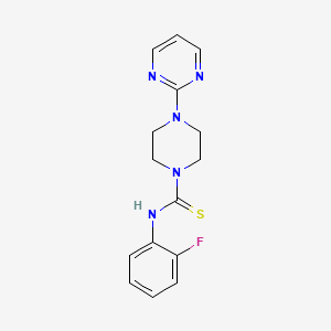 molecular formula C15H16FN5S B5760130 N-(2-fluorophenyl)-4-(2-pyrimidinyl)-1-piperazinecarbothioamide 