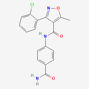 molecular formula C18H14ClN3O3 B5760142 N-(4-carbamoylphenyl)-3-(2-chlorophenyl)-5-methyl-1,2-oxazole-4-carboxamide 