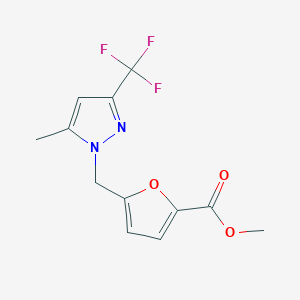 molecular formula C12H11F3N2O3 B5760179 methyl 5-{[5-methyl-3-(trifluoromethyl)-1H-pyrazol-1-yl]methyl}furan-2-carboxylate 